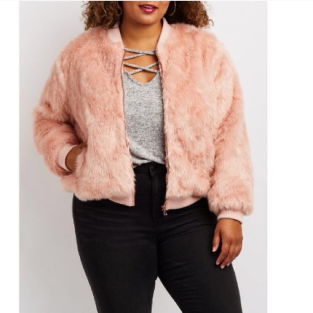 New Charlotte Russe pink faux fur jacket